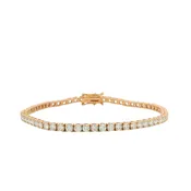 14K Rose Gold Natural 4.31 Carat Round Brilliant Cut Diamond Tennis Bracelet