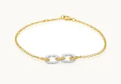 Bracelet 18kt Gold Chain Interlocking Links with Diamonds