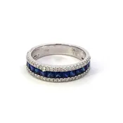 18 Karat White Gold Princess cut Sapphire & Diamond ring.