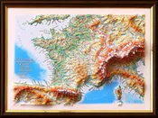 France Raised Relief Map, Gift size (12″ x 9″)