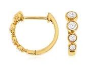 Bezel Set Petite Diamond Hugger Hoop Earrings