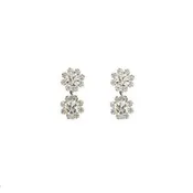2-Tiered Crystal Flower Earrings