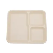 9" x 8" Wheat Straw 3-Compartment Tray