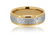 14KT Two-Tone Gold Hammered Matte Men's Wedding Band