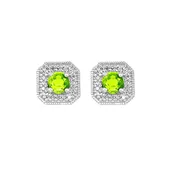 10Kt White Gold Diamond 1/10Ctw & Peridot 1/2Ctw Earring