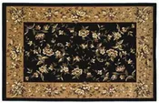 Hearth Rug - Floral – Black &amp;amp; Beige  (8092)