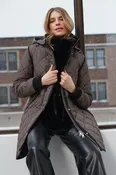 ADROIT QUILTED LIBBY COAT - HOUNDSTOOTH