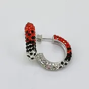 Orange, Black, and Clear Crystal Hoop Earrings — Leonard Jewelry