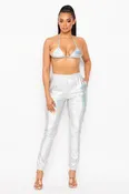 Heard About Me Metallic Foil Bra & Pants Set