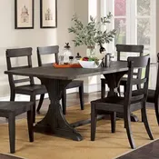 Antique Black / Natural Tone Rustic Solid Wood Dining Table, Seats 6
