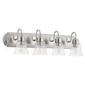 Quorum Four Light Vanity in Satin Nickel|Clear Seeded from the Campbell collection - 5094-4-265