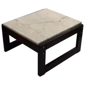 1970s Solid Wood Base on Italian Carrara Marble Cocktail Low Table by Lafer — Klassik