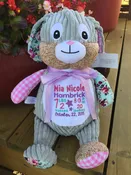 Cubbies™ Harlequin Pink Bunny Stuffie with Custom Embroidery