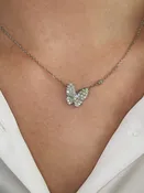 0.88 CTW Round Brilliant Cut Diamond Butterfly Necklace set in 18K White Gold