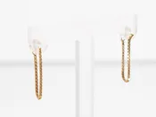 14K Gold Box Chain Earrings