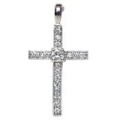 14K White Gold 0.20ct Diamond Crucifix