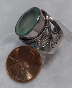 Beautiful Prehnite Filigree Ring