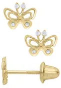 14K Butterfly with CZ Earrings GE457