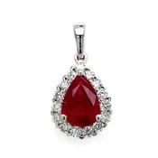 14K White Gold Ruby Pendant