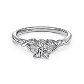 14K White Gold Round Twisted Diamond Engagement Ring