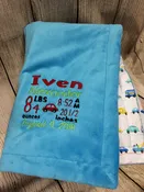 Blue Minky Smooth & Cars Pattern Blanket