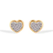 14 Karat Heart Clear CZ Screw Back Earrings