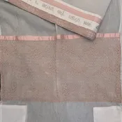 Sheer Tallit Set with Wide Coral Lace Striping