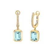 14k Aquamarine and Diamond Drop Earrings