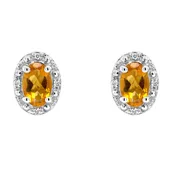 Oval Color Stone Stud Earrings