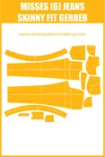 Misses Jeans  Skinny Fit Sewing Pattern Download. Gerber, DXF, and illustrator format included.