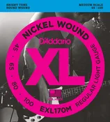 D'Addario EXL170M Nickel Wound Light Medium Scale Bass Strings .045-.100