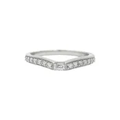 14k 0.25cttw White Gold Diamond Band w/ a Baguette Center St...