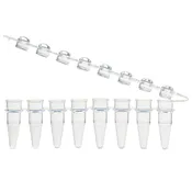 0.1mL 8-Strip Tubes, Low Profile, with Separate 8-Strip Clear Flat Caps, Natural; Box of125