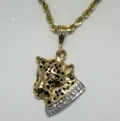 14kt Gold Leopard Cat Necklace for Men