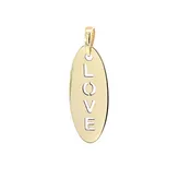 10K Brushed Gold Oval 'Love' Pendant