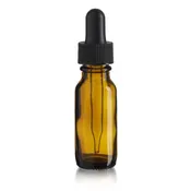 1/2 Oz (15 Ml) Amber Boston Round Glass Bottle w/Glass Dropper - Pack of 72