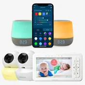 Babysense 3 in 1 - Multiple-Children Video Baby Monitor with 2 HD Cameras & 2 Smart Baby White Noise Sound and Light Machines