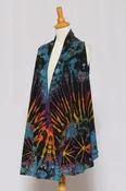 Cotton Tie Dye Vest w/Pockets Black