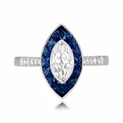 0.50ct Marquise Diamond and Sapphire Halo Navan Ring