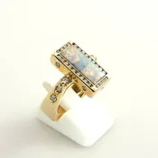 14kt Gold Brazilian Opal Diamond Ring Size 7.25