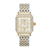 Michele Deco Madison Diamond Two-Tone 18K Gold Diamond Dial Watch