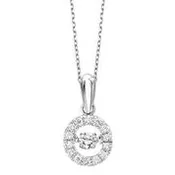 10Kt White Gold Diamond Pendant With "Rhythm Of Love" Center And Halo