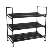 3-Tier Shoe Rack, Metal Frame, Freestanding Shoe Organizer, Holds 9 Pairs, Black
