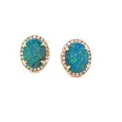 14KT Oval Opal Studs