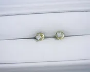 0.031 Ct. Diamond 10 Kt Gold (Yellow). Studs Earrings. (Unisex).