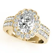 Oval Halo Engagement Double Row Floral Vintage Ring Style LY71926