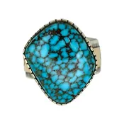 Kingman Turquoise Ring in Sterling Silver & 14K Gold