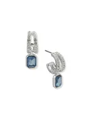 13Mm Huggie & Emerald Stn Drop-Slv/Blue/Cry