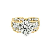 14k Yellow Gold 4.06ct Natural Round Brilliant Diamond Engagement Ring