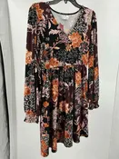 24/7 Size S Black/Multi Long Sleeve Dress